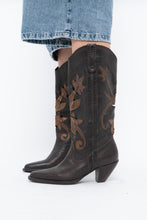 Load image into Gallery viewer, Vintage x Made in Brazil x Brown, Bronze Cutout Leather Cowboy Boots (6.5, 7W)