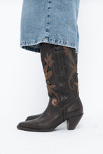 Load image into Gallery viewer, Vintage x Made in Brazil x Brown, Bronze Cutout Leather Cowboy Boots (6.5, 7W)