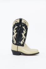 Load image into Gallery viewer, Vintage x Made in India x Cream, Black Flame Embroidered Cowboy Boots (9.5-10W)