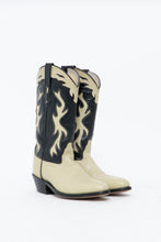 Load image into Gallery viewer, Vintage x Made in India x Cream, Black Flame Embroidered Cowboy Boots (9.5-10W)