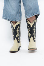 Load image into Gallery viewer, Vintage x Made in India x Cream, Black Flame Embroidered Cowboy Boots (9.5-10W)