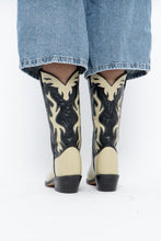 Load image into Gallery viewer, Vintage x Made in India x Cream, Black Flame Embroidered Cowboy Boots (9.5-10W)