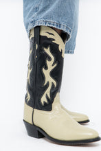 Load image into Gallery viewer, Vintage x Made in India x Cream, Black Flame Embroidered Cowboy Boots (9.5-10W)