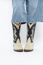 Load image into Gallery viewer, Vintage x Made in India x Cream, Black Flame Embroidered Cowboy Boots (9.5-10W)