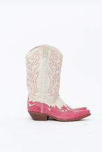 Load image into Gallery viewer, Vintage x Made in Mexico x Cream, Pink Embroidered Leather Cowboy Boots (9-10W)