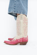Load image into Gallery viewer, Vintage x Made in Mexico x Cream, Pink Embroidered Leather Cowboy Boots (9-10W)