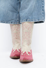 Load image into Gallery viewer, Vintage x Made in Mexico x Cream, Pink Embroidered Leather Cowboy Boots (9-10W)