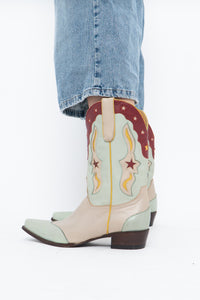 IDYLLWIND x Teal Butter Leather Star Cowboy Boots (9-10W)