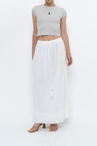 Vintage x CLUB MONACO White Cotton Maxi Skirt (XS, S)