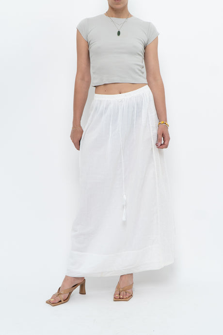 Vintage x CLUB MONACO White Cotton Maxi Skirt (XS, S)