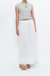 Vintage x CLUB MONACO White Cotton Maxi Skirt (XS, S)