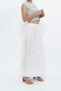 Vintage x CLUB MONACO White Cotton Maxi Skirt (XS, S)