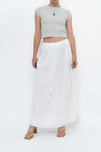 Vintage x CLUB MONACO White Cotton Maxi Skirt (XS, S)