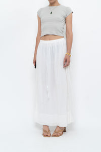 Vintage x CLUB MONACO White Cotton Maxi Skirt (XS, S)