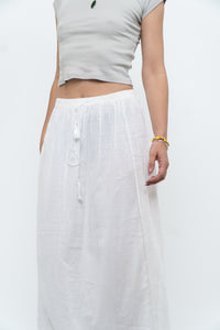 Vintage x CLUB MONACO White Cotton Maxi Skirt (XS, S)