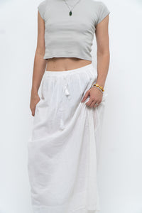 Vintage x CLUB MONACO White Cotton Maxi Skirt (XS, S)