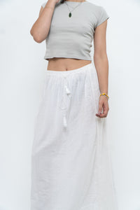 Vintage x CLUB MONACO White Cotton Maxi Skirt (XS, S)