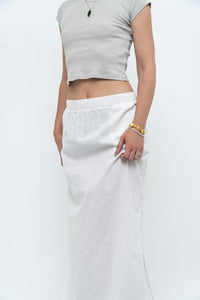 Vintage x White Linen-blend Midi Skirt (L-2X)