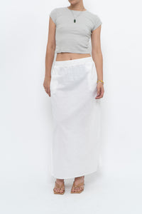 Vintage x White Linen-blend Midi Skirt (L-2X)