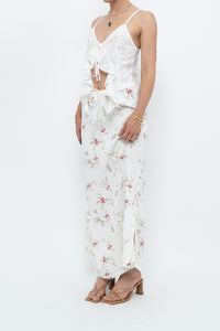 Vintage x Made in Portugal x White Floral Maxi Skirt (XS-M)