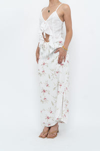 Vintage x Made in Portugal x White Floral Maxi Skirt (XS-M)