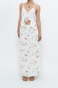 Vintage x Made in Portugal x White Floral Maxi Skirt (XS-M)