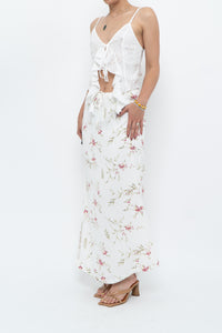 Vintage x Made in Portugal x White Floral Maxi Skirt (XS-M)