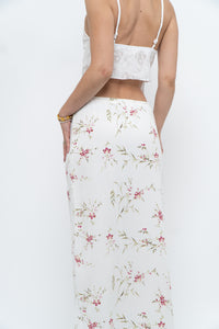 Vintage x Made in Portugal x White Floral Maxi Skirt (XS-M)
