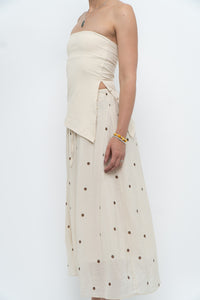 Modern x Cream, Brown Polka Dot Midi Skirt (XS)