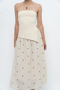 Modern x Cream, Brown Polka Dot Midi Skirt (XS)