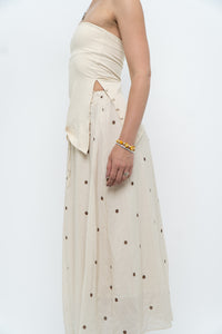 Modern x Cream, Brown Polka Dot Midi Skirt (XS)
