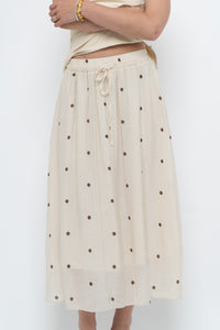 Modern x Cream, Brown Polka Dot Midi Skirt (XS)
