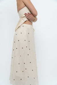 Modern x Cream, Brown Polka Dot Midi Skirt (XS)