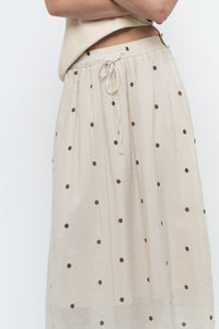Modern x Cream, Brown Polka Dot Midi Skirt (XS)