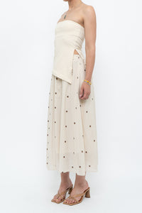 Modern x Cream, Brown Polka Dot Midi Skirt (XS)