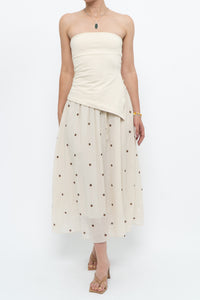 Modern x Cream, Brown Polka Dot Midi Skirt (XS)