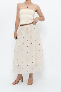 Modern x Cream, Brown Polka Dot Midi Skirt (XS)