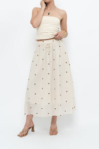 Modern x Cream, Brown Polka Dot Midi Skirt (XS)