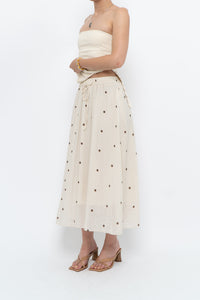 Modern x Cream, Brown Polka Dot Midi Skirt (XS)