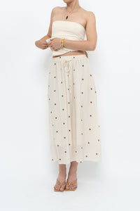 Modern x Cream, Brown Polka Dot Midi Skirt (XS)