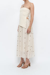 Modern x Cream, Brown Polka Dot Midi Skirt (XS)
