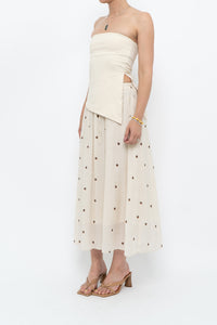 Modern x Cream, Brown Polka Dot Midi Skirt (XS)