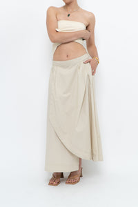 Vintage x Beige Cotton Peplum Maxi Skirt (S-L)