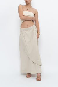 Vintage x Beige Cotton Peplum Maxi Skirt (S-L)