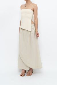 Vintage x Beige Cotton Peplum Maxi Skirt (S-L)