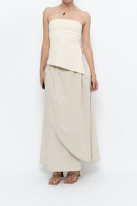 Vintage x Beige Cotton Peplum Maxi Skirt (S-L)