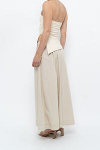 Vintage x Beige Cotton Peplum Maxi Skirt (S-L)