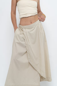 Vintage x Beige Cotton Peplum Maxi Skirt (S-L)