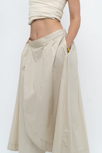 Vintage x Beige Cotton Peplum Maxi Skirt (S-L)