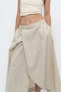 Vintage x Beige Cotton Peplum Maxi Skirt (S-L)